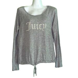 ⭐️ Juicy Couture gray rhinestone lightweight long sleeve top draw string S